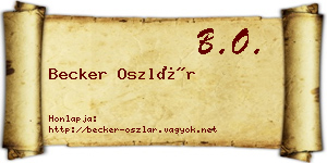 Becker Oszlár névjegykártya